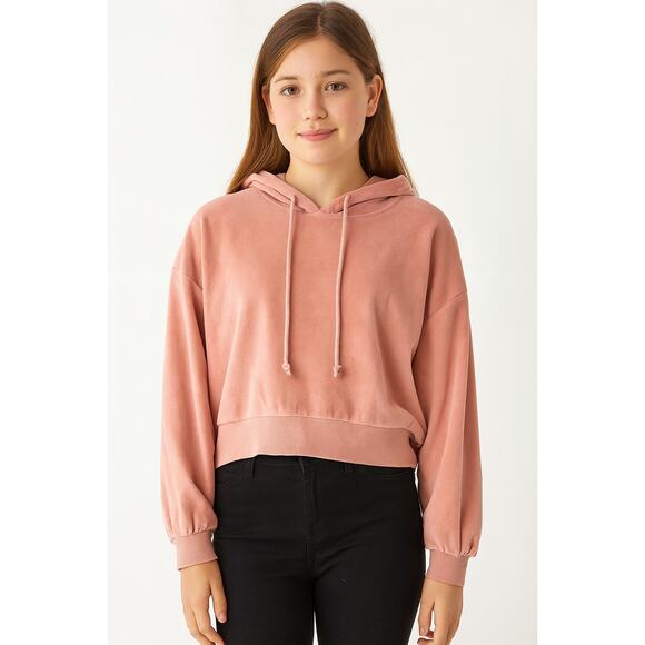 NWOT Flirtitude Juniors Light Pink Velour Zip-Up Hoodie Sweatshirt Size Large - Picture 1 of 5